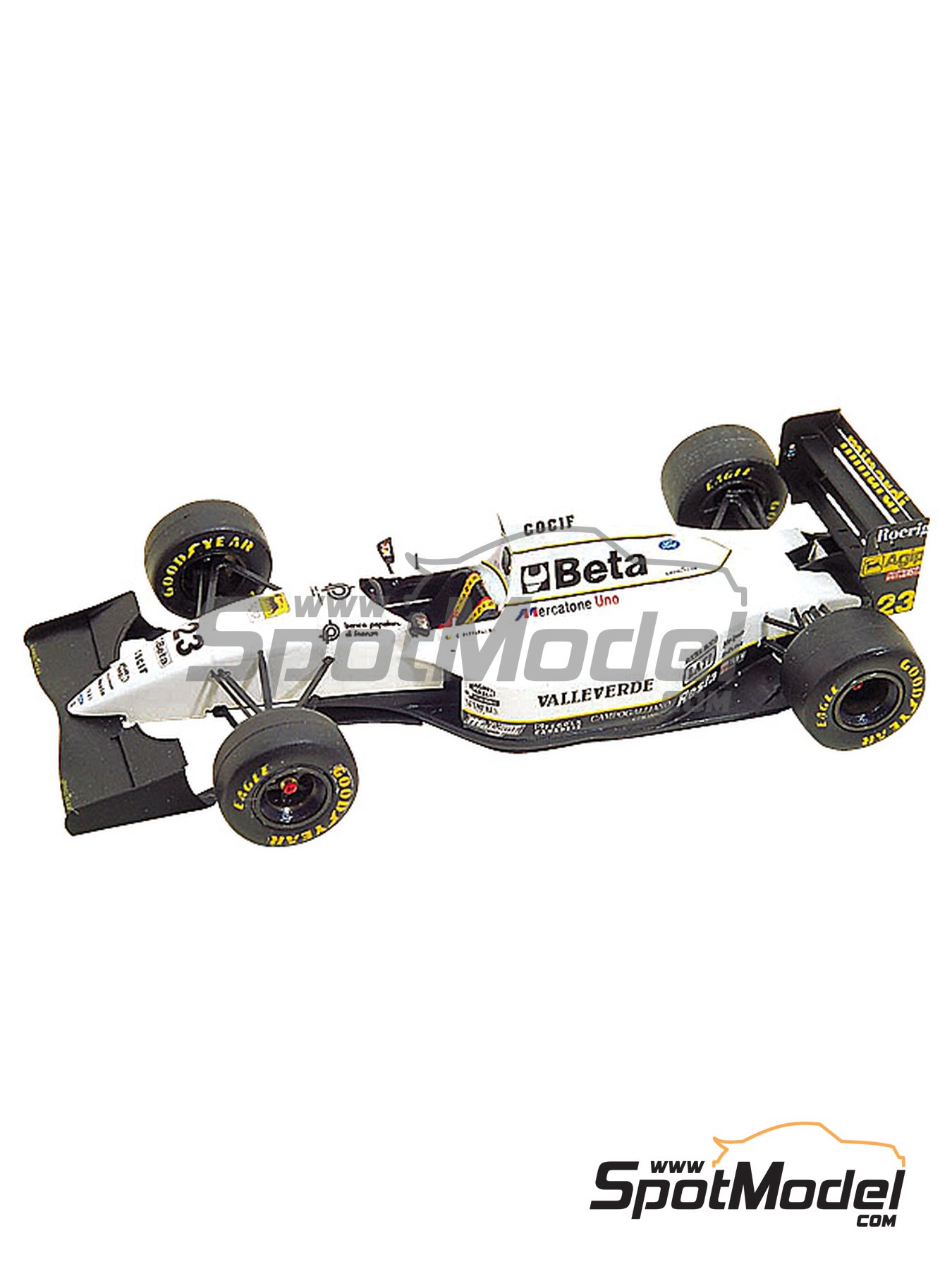 Minardi Ford M193 Minardi F1 Team sponsored by Beta Utensili - San Marino  Formula 1 Grand Prix 1993. Car scale model kit in 1/43 scale manufactured by